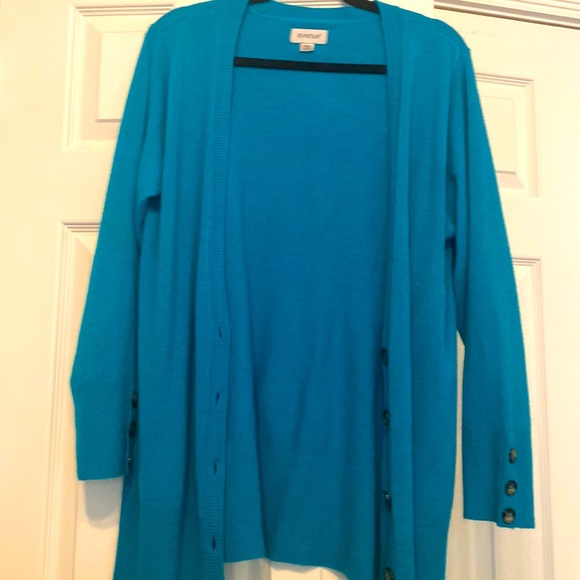 Avenue Sweaters - Avenue 14/16 Teal green blue cardigan.